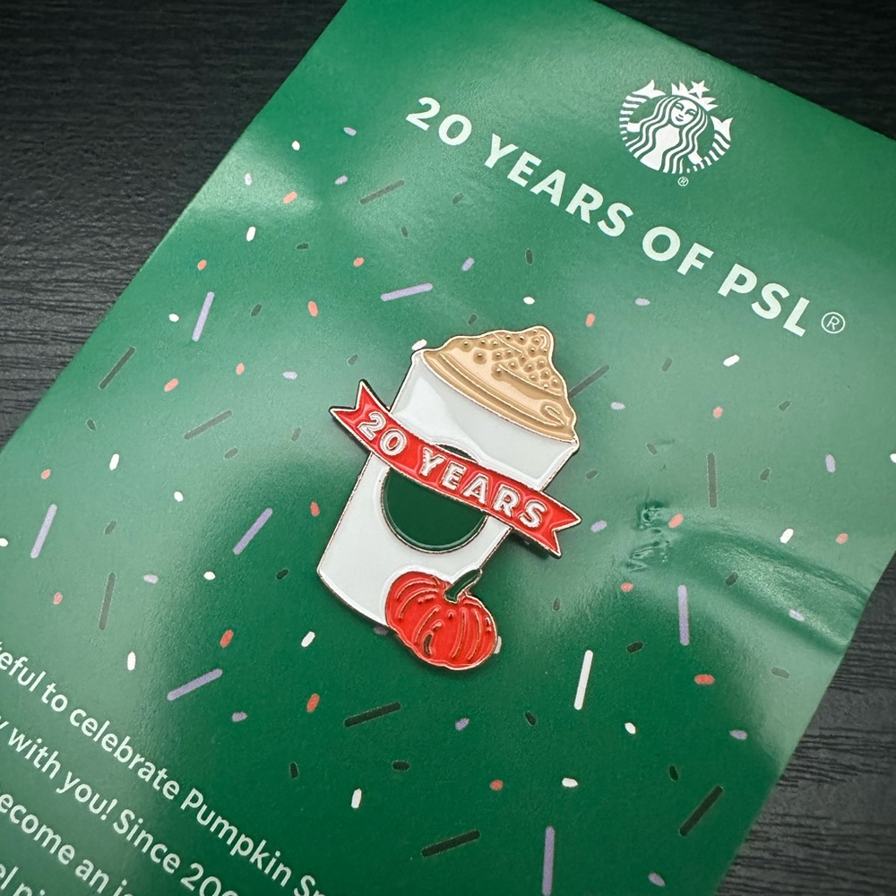 Starbucks 20 Years PSL Pin - Orange, White, and Green